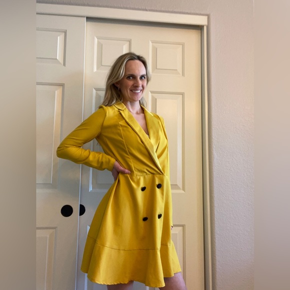 ASOS Tuxedo Mini Dress Yellow Size 0 - Picture 4 of 11